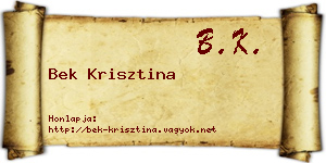 Bek Krisztina névjegykártya